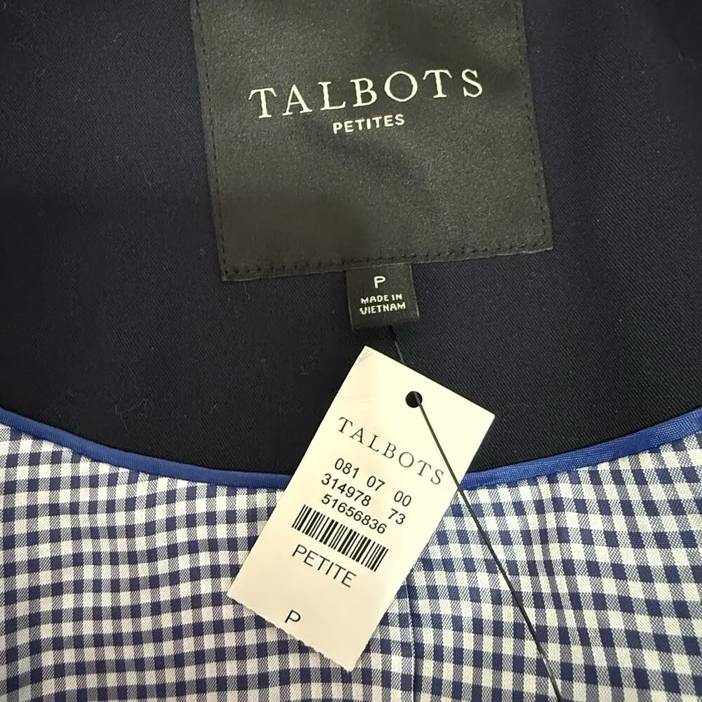 Talbots Cotton Peacoat with Bell Sleeves Petite P (XS/0-2) Navy Blue NWT - Picture 10 of 11